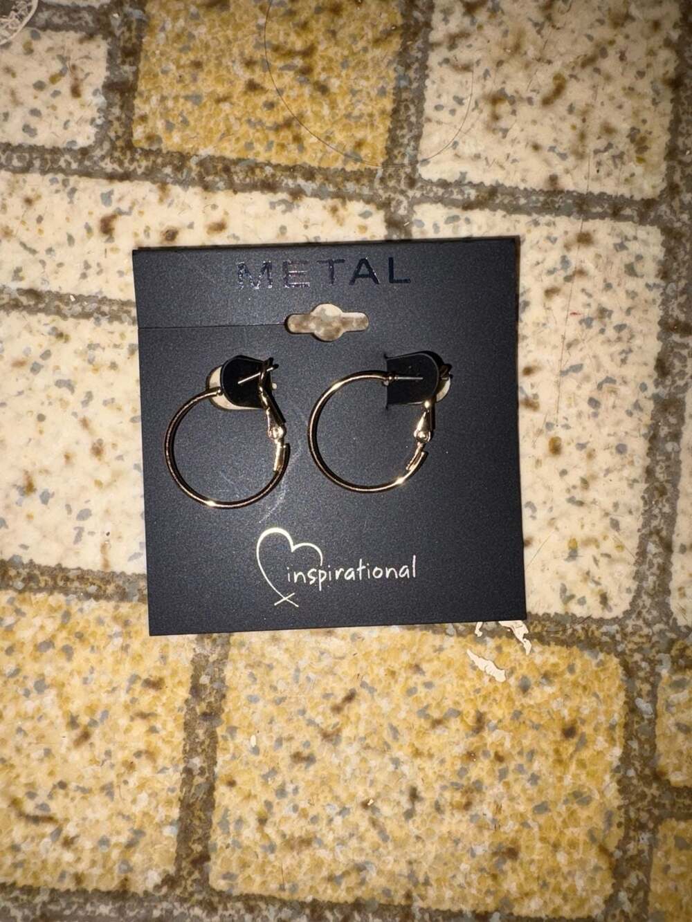 Inspirational Metal Gold Tone Hoop Earrings - Picture 2 of 2